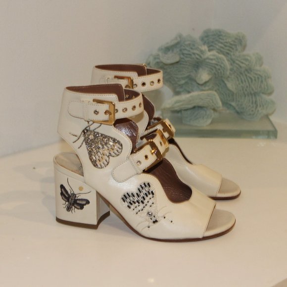 LAURENCE DACADE NELEN EDEN BEADED IVORY WHITE SANDALS - Picture 8 of 16